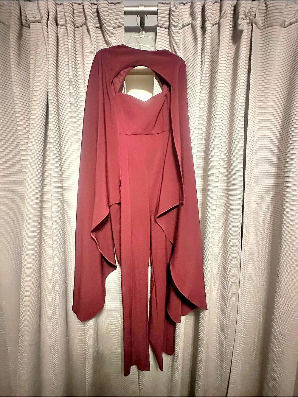 ASOS Burgundy Draped Sleeve Jumpsuit Size 2 Like New